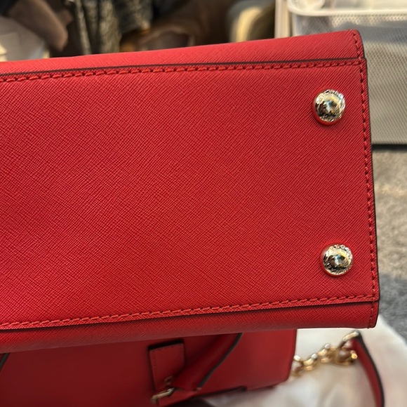 Michael Kors Red Leather Large Hamilton Tote Bag - Picture 3 of 6